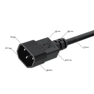 GCR PRO Кабель питания 0.15m, С14 - С5, черный, 3*0,75mm, медь