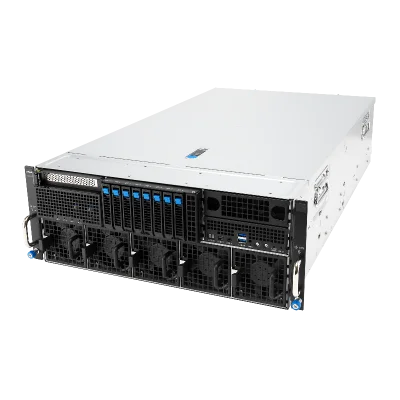 Серверная платформа/ ASUS ESC8000-E12P, 4U, 2 x LGA4710 350W, 32x DDR5 6400, 8 x 2.5" hsb NVMe, 2x M.2  (Gen 5 x4 22110), 8x PCIe x16 for dual-slot GPU, 5x PCIe x16 for NIC/ BlueField-3, 1x PCIex 16, 2x 10GbE LAN (RJ45, X710-AT2), 3+1 3200W