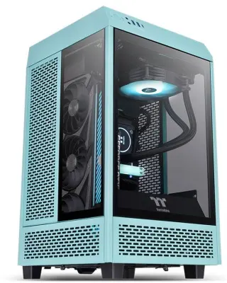 Корпус Thermaltake The Tower 100 голубой без БП miniITX 1x120mm 3x140mm 2xUSB3.0 audio bott PSU