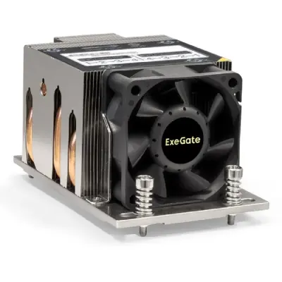 Exegate EX293436RUS ESNK-P0063AP4.PWM.2U.SP3.Cu {Al+Cu, 2U, 4 тепл. трубки, LGA SP3, TDP 240W, PWM, 1600-6800RPM, 2 ball bearing, 4pin, 54,3db, 440г, на винтах, с термопастой} RTL