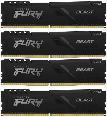 Память DDR4 4x8GB 3200MHz Kingston KF432C16BBK4/32 Fury Beast Black RTL Gaming PC4-25600 CL16 DIMM 288-pin 1.35В kit dual rank с радиатором Ret