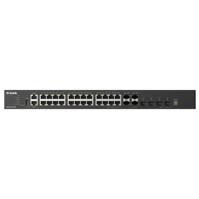 D-Link DXS-3410-32SY/A1A Управляемый L3 стекируемый коммутатор с 28 портами 10GBase-X SFP+ и 4 портами 25GBase-X SFP28