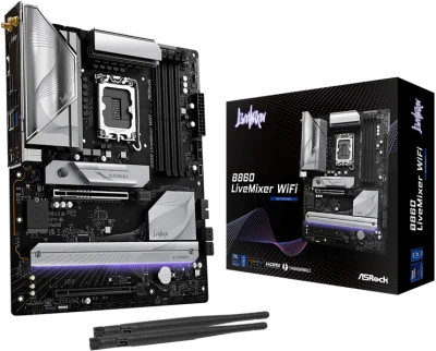 Материнская плата ASROCK B860 LIVEMIXER WIFI, LGA1851, B860, 4*DDR5, 4*SATA, 3*M.2, 6*USB 3.2, 6*USB 2.0, Type-C, 2*PCIx16, 1*M.2 (Key E), HDMI, ATX