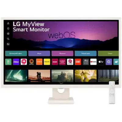 LCD LG 31.5" 32SR50F-W Smart Monitor {IPS 1920x1080 60Hz 5ms 250cd 16:9 1200:1 178/178 2x5W 2xHDMI USB VESA webOS}