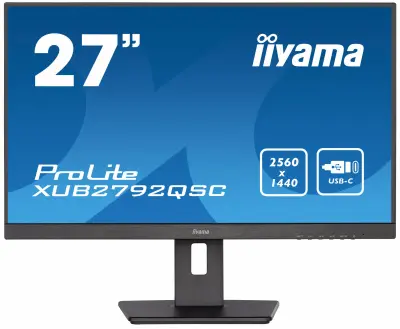 Монитор Iiyama 27" ProLite XUB2792QSC-B5 черный IPS LED 16:9 HDMI M/M матовая HAS Piv 350cd 178гр/178гр 2560x1440 75Hz DP 2K USB 6.8кг