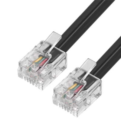 GCR Телефонный шнур удлинитель для аппарата 0.5m 6P4C (джек 6p4c - jack 6p4c), медь, черный