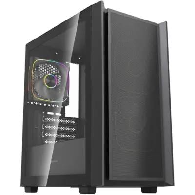 Powercase Корпус Mistral SM03 ARGB, Tempered Glass, 3x120mm ARGB PWM fans, чёрный, mATX  (CMMSM03B-A3)