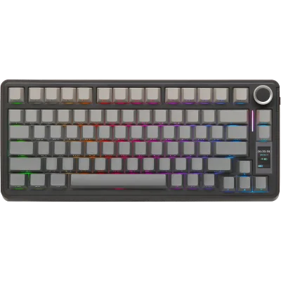 Игровая клавиатура/ Беспроводная механическая клавиатура AULA S75 PRO Серый градиент, символы на бок. грани, зеленые Reaper свитчи, РУС (Bluetooth, 2.4 Гц)