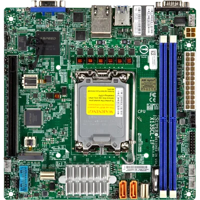 Системная плата/ MB Supermicro X13SCL-IF Mini-ITX, 1x LGA1700 Intel® Xeon ® 6300-series/ E-2400/Pentium®, Intel® C262, 2x UDIMM Up to 64GB 4800MT/s ECC DDR5, 6x SATA3, 1x M.2 PCIe 4.0 x4  (M-key 2280), 1x PCIe 5.0 x16, 1x PCIe 4.0 x4, 2x LAN with 1GbE wit