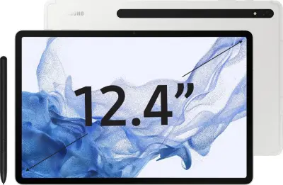 Планшет Samsung Galaxy Tab S8+ SM-X806 Snapdragon 898 2.99 8C RAM8Gb ROM128Gb 12.4" Super AMOLED 2800x1752 3G 4G Android 12 серебристый 13Mpix 12Mpix BT GPS WiFi Touch microSD 1Tb 10090mAh 8hr