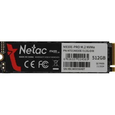 Твердотельный накопитель Netac PCIe 3.0 x4 512GB NT01N930E-512G-E4X N930E Pro M.2 2280 [NT01N930E-512G-E4X]