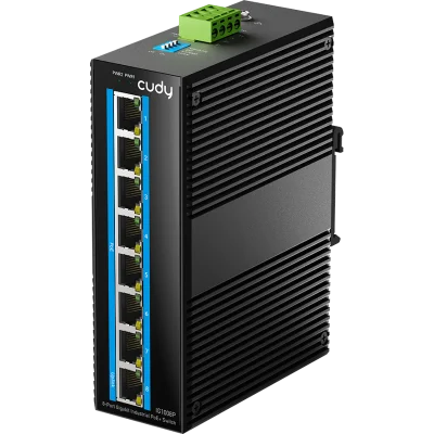 Промышленный коммутатор/ 8-Port Aluminum Industrial PoE+ Switch, 1000Mbps 8-Port RJ45, 802.3at/af, Din-rail design, Power supply: DC 9.6~57V work temperature:-40 °C-75°C, Power Adapter Not Included