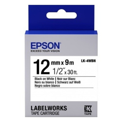 Epson Картридж с лентой C53S654021 Tape 12мм/9м, бел./черн.- LK4WBN