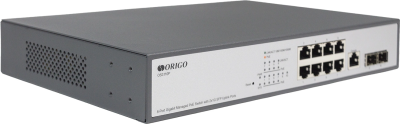 Коммутатор Origo OS3110P OS3110P/135W/A1A (L2) 8x1Гбит/с 2xКомбо(1000BASE-T/SFP) 2SFP 8PoE 8PoE+ 135W управляемый