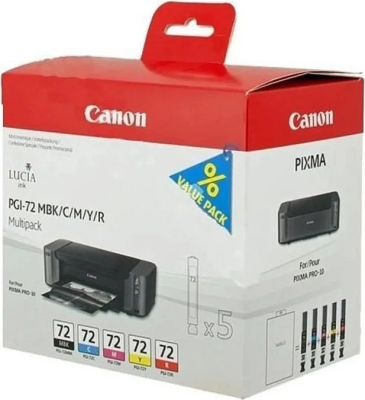 Картридж струйный Canon PGI-72 MBK/C/M/Y/R 6402B009 черный матовый/голубой/пурпурный/желтый/красный набор для Canon PRO-10