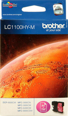 Картридж струйный Brother LC1100HYM пурпурный (750стр.) для Brother DCP-6690CW