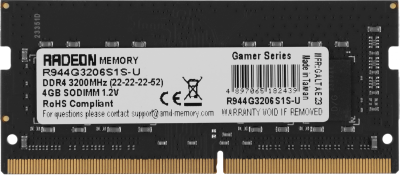 Память DDR4 4GB 3200MHz AMD R944G3206S1S-U R9 RTL PC4-25600 CL22 SO-DIMM 260-pin 1.2В Ret