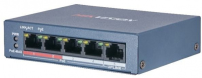 Коммутатор Hikvision DS-3E0105P-E/M(B) 4x100Mb 4PoE+ 35W неуправляемый