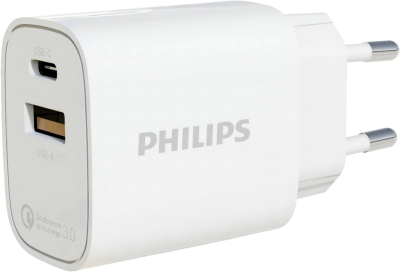 Сетевое зар./устр. Philips DLP4317 20W 0.8A (PD) USB/USB Type-C универсальное белый (DLP4317CW/70)