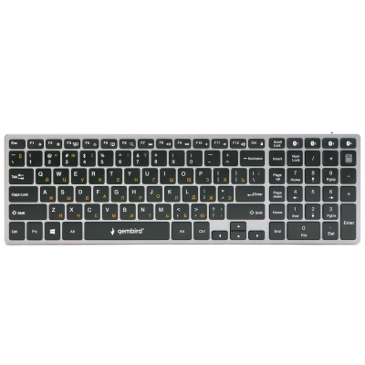 Клавиатура беспроводная Gembird KBW-2, {В комплекте нет адаптера Bluetooth, 4 устройства,106 кл., ножничный механизм, бесшумная}
