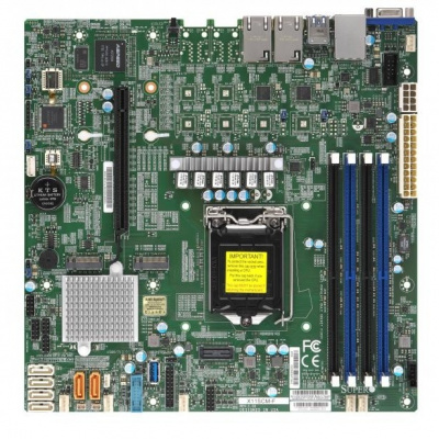 Supermicro MBD-X11SCM-F-(B), OEM, Single socket H4, Dual GbE LAN with Intel i210-AT, 8 SATA3 (6Gbps) via C236; RAID 0, 1, 5, 10