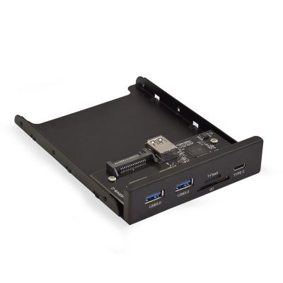 Exegate EX283578RUS Планка USB на переднюю панель ExeGate U3H-621, 3,5", 2*USB3.0+1*TypeC+1*SD+TF card, черная, металл, подсоединение к мат. плате