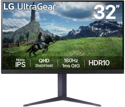 LCD LG 31.5" 32GS85Q-B UltraGear черный {IPS 2560x1440 180Hz 1ms 2xHDMI DisplayPort USB Pivot} [32gs85q-b.aruz]