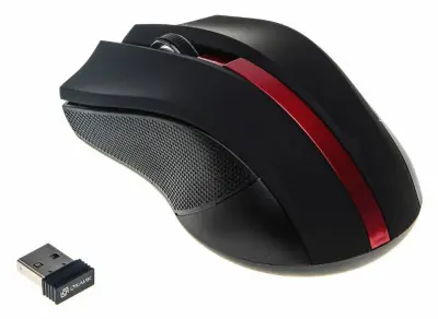 Мышь Оклик 615MW черный/красный оптическая (1200dpi) беспроводная USB для ноутбука (3but)