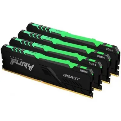 Kingston DRAM 64GB 3200MHz DDR4 CL16 DIMM (Kit of 4) 1Gx8 FURY Beast RGB KF432C16BB1AK4/64