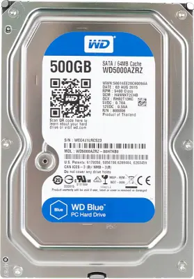 Жесткий диск WD Original SATA-III 500Gb WD5000AZRZ Desktop Blue (5400rpm) 64Mb 3.5"