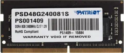 Память DDR4 8Gb 2400MHz Patriot PSD48G240081S RTL PC4-19200 CL17 SO-DIMM 260-pin 1.2В single rank Ret