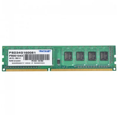Память DDR3 4Gb 1600MHz Patriot PSD34G160081 RTL PC3-12800 CL11 DIMM 240-pin 1.5В single rank Ret