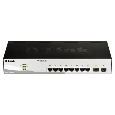 D-Link DGS-1210-10/FL1A Управляемый L2 коммутатор с 8 портами 10/100/1000Base-T и 2 портами 1000Base-X SFP