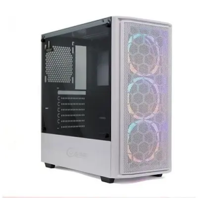 Powercase Корпус Alisio Mesh M3 White ARGB, Tempered Glass, 3х 120mm ARGB fan, fans controller & remote, белый, ATX  (CASMW-A3)