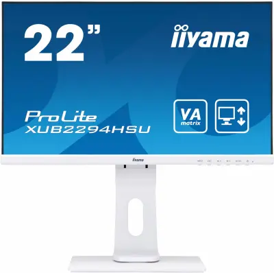 Монитор Iiyama 21.5" ProLite XUB2294HSU-W1 белый VA LED 4ms 16:9 HDMI M/M матовая HAS Piv 3000:1 250cd 178гр/178гр 1920x1080 VGA DP FHD USB 4.7кг