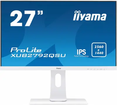 Монитор Iiyama 27" XUB2792QSU-W1 белый IPS LED 16:9 DVI HDMI M/M матовая HAS Piv 350cd 178гр/178гр 2560x1440 70Hz DP WQ USB 6.1кг