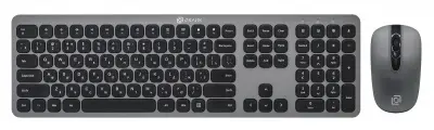 Клавиатура + мышь Oklick 300M клав:серый мышь:серый/черный USB беспроводная slim [1488402]
