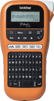 Термопринтер Brother P-touch PTE-110VP (для печ.накл.) переносной оранжевый/черный