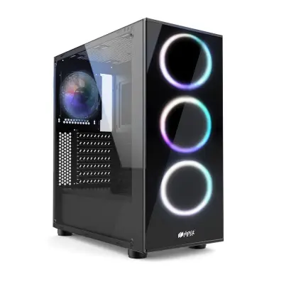 CASE HIPER GAME SR-3RGB (w/o PSU, USB+HD audio, 1*RGB rear fan, 3*RGB front fan) BLACK