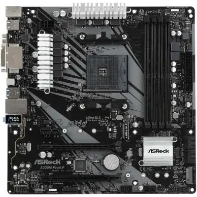 Материнская плата Asrock A320M PRO4-F Soc-AM4 AMD A320 4xDDR4 mATX AC`97 8ch(7.1) GbLAN RAID+VGA+DVI+HDMI