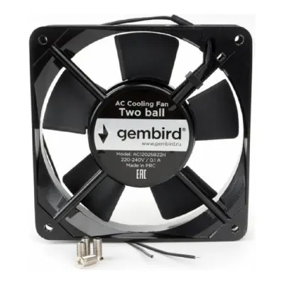 Вентилятор Gembird 120x120x25 AC 220 подшипник 2 pin провод 30 см [AC12025B22H]