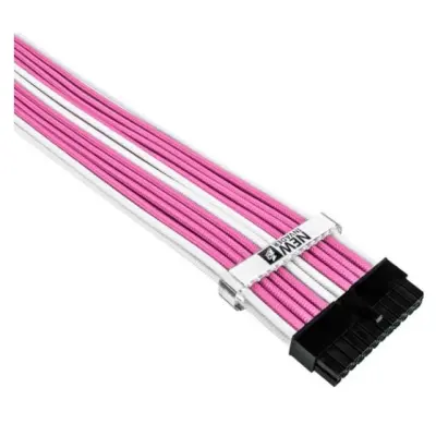 Комплект кабелей-удлинителей для БП 1STPLAYER PKW-001 / 1x24pin ATX, 2xP8(4+4)pin EPS, 2xP8(6+2)pin PCI-E / premium nylon / 350mm / PINK & WHITE