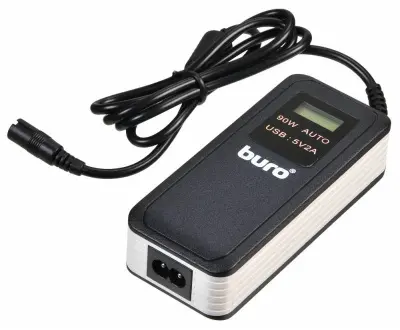Блок питания Buro BUM-0065A90 автоматический 90W 15V-20V 11-connectors 5A 1xUSB 2.1A от бытовой электросети LСD индикатор