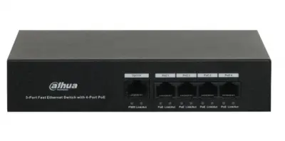 EZ-IP EZ-354ET-36 4 портовый РоЕ коммутатор неуправляемый; 4 x10/100 Base-T(PoE);  1 x10/100 Base-T (Uplink);IEEE802.3at/IEEE802,3af; РОЕ: 36 Вт