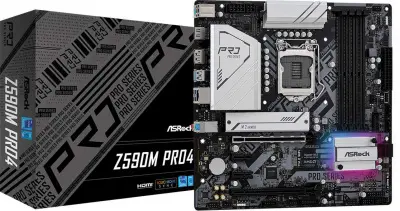 Asrock Z590M PRO4 {Soc-1200 Intel Z590 4xDDR4 mATX AC`97 8ch(7.1) GbLAN RAID+HDMI+DP}