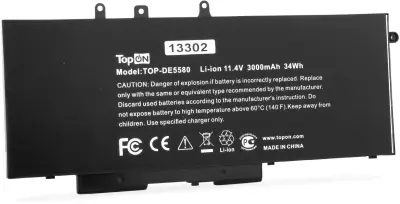 Батарея для ноутбука TopON TOP-DE5580 11.4V 3000mAh литиево-ионная (103198)