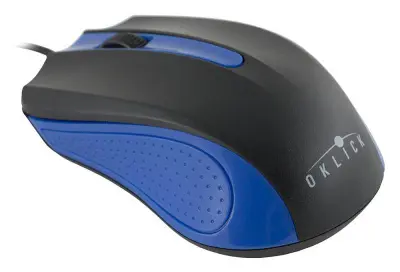 Мышь Оклик 225M черный/синий оптическая (1000dpi) USB (3but)