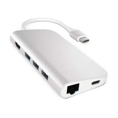 Satechi [ST-TCMAS] Адаптер USB Aluminum Multi-Port Adapter 4K with Ethernet/USB-C/USB Type-C/ 3xUSB 3.0 /4K HDMI/Ethernet RJ-45/SD/micro-SD/ Aluminum Multi-Port Adapter 4K with Ethernet}