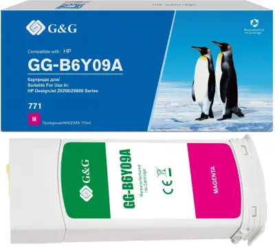 Картридж струйный G&G GG-B6Y09A 771C пурпурный (775мл) для HP DesignJet Z6200