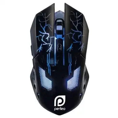 Perfeo мышь оптическая "QUEST", 6 кн, USB, чёрн, GAME DESIGN, подсветка 6 цвет [PF_5021]